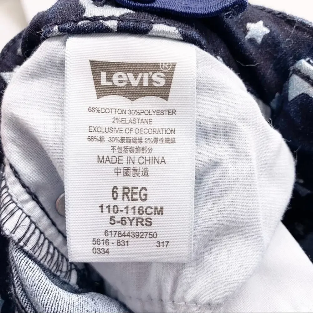 Levi’s 710 Super Skinny Glitter Star Print Girls Jeans Size 5/6
